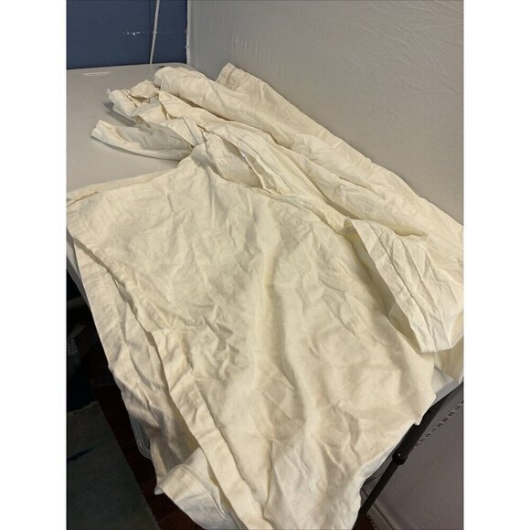 Pottery Barn Full Dust Ruffle Bed skirt Linen blend Ivory off white 14" neutral - Picture 2 of 6